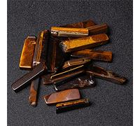 5pcs / lot Natural Raw Crystal Quartz Stick Bead Irregular Top Perforado Piedra Stick Point Beads Colgante para la fabricación de joyas Suministros-Tiger Eye_5pcs