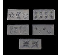 5pcs Luna Estrella para el Sol Forma Resina Tema Astralplanet Rellenos de Joyería Resina Silicona Herramientas Nail Art C Corazón Manguito Fabricación de Moldes y Moldes