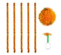 5pcs Marigold guirnalda naranja 5 pies Artificial Halloween Marigold Flores Día de las decoraciones muertas Marguind Garland Flores de marguinación para la decoración de Halloween Festival Diwali