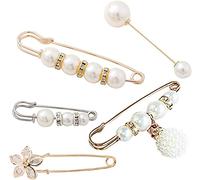 5pcs Mujeres Imitación Perla Grande Pin Broche Decorativo Vida Femenina Clip de Ropa, Broche Moda