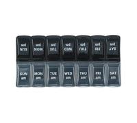 5pcs Pastillero Semanal Portátil | Organizador PP 14.5x7x2.5cm | 14 Compartimentos (7 Días AM/PM), Transparente/Negro - Dispensador Medicamentos/Suplementos Para Viajes/Personas Mayores