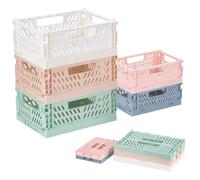 5pcs Plegables de Plástico Plegables, 20x15x9cm Caja Plegable Plastico, Mini Cajas Plegables Estables 15x10x5.7cm, Adecuado para el Hogar, la Oficina, la Escuela, Armario, Cajón
