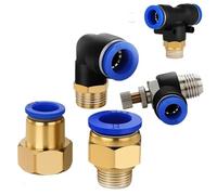 5Pcs Pneumatic Air Connector Fitting PC PCF SL PB PX PL 10mm 12mm 14mm 16 Thread M5 3/4" 1 2 way Hose FittingsQuick Connectors(OD8mm-1I2)