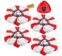 5PCS Repuesto para fregona Compatible con Vileda Recambio Turbo I Turbo Smart I EasyWring and Clean Recambio,4 Cabezales de Microfibra de Recambio + 1 Triangular Turbo Recambio Base