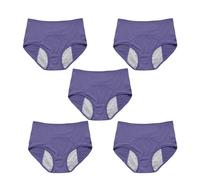 5Pcs Reusable Incontinence Underwear for Women, High Waisted Leak Resistant Briefs for Heavy Flow Full Coverage Protective (Blue,Medium)