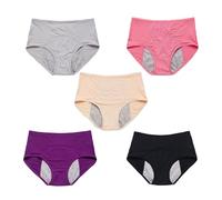 5Pcs Reusable Incontinence Underwear for Women, High Waisted Leak Resistant Briefs for Heavy Flow Full Coverage Protective (Five colors mixed -2,8XL)