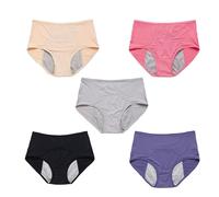 5Pcs Reusable Incontinence Underwear for Women, High Waisted Leak Resistant Briefs for Heavy Flow Full Coverage Protective (Five colors mixed -5,XXXX-Large)