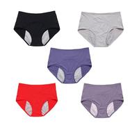 5Pcs Reusable Incontinence Underwear for Women, High Waisted Leak Resistant Briefs for Heavy Flow Full Coverage Protective (Five colors mixed -4,8XL)