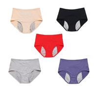 5Pcs Reusable Incontinence Underwear for Women, High Waisted Leak Resistant Briefs for Heavy Flow Full Coverage Protective (Five colors mixed -1,Medium)