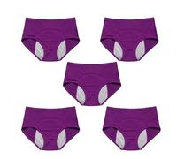 5Pcs Reusable Incontinence Underwear for Women, High Waisted Leak Resistant Briefs for Heavy Flow Full Coverage Protective (Purple,Large)