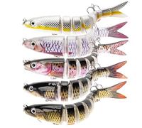 5pcs Señuelos Pesca, Señuelos Artificiales De Pesca, Cebos de Pescar Multi Articulados para Agua Dulce o Salada, Duro del Senuelo Cebos de Mar Spinning para Trucha, Lubina, Perca, Lucio