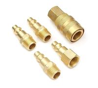 5pcs/Set Acoplador de Ajuste de Aire y Conector de Latón Sólido Conexión Rápida Industrial 1/4 "NPT Herramienta Adaptación Componente Neumático