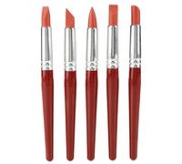 5PCS Silicone Paint Brush, Large Sized Sculpting Tools Rubber Tip Paint Brush Flexible Clay Carving Tools for Sculpture Pottery (Red)
