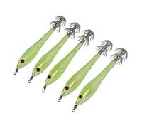 5pcs simulación calamar duro falso señuelo gancho artificial calamar doble anzuelo artes de pesca (verde)