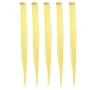 5pcs Straight Hair Clip Extensions | 21.65inch Bright Color Synthetic Hairpieces for Cosplay/Parties/Daily Use | Cuttable & Easy - to - Manage | High Temperature Tolerant (Yellow)