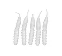 5pcs Threaded Maggot Artificial Bait Tear Resistance Portable Needle Tail Grub Fishing LurePearl White