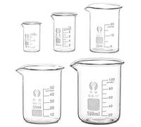5pcs Vaso Precipitado 100ml 50ml 25ml 10ml 5ml Vaso de Precipitados Graduado de Vidrio Borosilicato Vaso Precipitado para Laboratorio