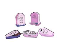 5pcs Women Vintage Brooches Coffin Memory Gravestone Brooch Alloy Lapel Pins