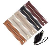 5Pcs Zippers for Bags and Purses, 10.6x2.4 Inch PU Leather Crochet Zipper with Holes, Sewing Supplies for DIY, Jeans, Handicraft