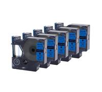 5PK 45013 cinta D1 de 12mm, Compatible con etiquetas DYMO 45016 45010 45017 45018, Compatible impresora Dymo LabelManager 160 280 6 colores(5PK-45016-Blue)
