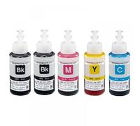 5pk 70 ml de Tinta de Tinte Compatible con L200 L210 L222 L100 L110 L120 L132 L550 L555 L300 L355 L362 Impresoras(2BK 1C 1Y 1M)