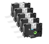 5PK Flexible Laminated Labels Tape 24mm Black On White Label Ribbon Compatible with TZe-FX251 PT-1400 Printer