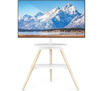 5Rcom Caballete de TV con 2 estantes giratorios y ajuste de altura, soporte de suelo de madera para TV de 32 a 65 pulgadas, pantalla LED LCD OLED Max VESA 400 x 400 mm, carga máxima de 40 kg, color