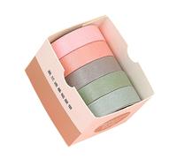 5Rolls Aesthetic Tape Decorative Water Resistant Adhesive Paper for Notebook Journal Photo Album 10mmX2M Ournaling Tape Collection