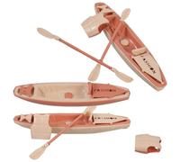 5Sets Miniature Kayak Model with Paddle Set - Mini Boat Toys Life Vest - Plastic Canoe Ornament for Dollhouse Playset Outdoor Adventure Party Water Sp