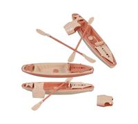 5Sets Miniature Kayak Model with Paddle Set - Mini Boat Toys Life Vest - Plastic Canoe Ornament for Dollhouse Playset Outdoor Adventure Party Water Sp