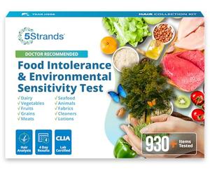 5Strands Prueba de intolerancia alimentaria y sensibilidad ambiental para adultos y niños, 950 artículos probados, kit de prueba de intolerancia para niños, evaluación de la salud intestinal en casa
