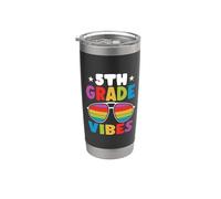 5th Grade Back To School Sunglasses Vibes Retro First Day Vaso térmico de acero inoxidable de doble pared