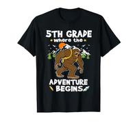 5th Grade Where The Adventure Begins Back To School Bigfoot Camiseta gráfica económica