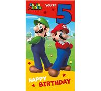 5th Tarjeta de Cumpleaños Super Mario Brothers 5 Años Cumpleaños cards