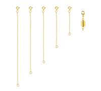 5uds Cadenas Extensoras de Collar, 5 Tamaños Extensor de Pulsera con Cierre Magnético Doble Cadenas de Extensión Extensores de Joyería para Mujeres Joyería Manualidades(Oro)