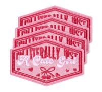 5uds I'm Literally Just a Cute Girl Parches Planchar, Linda Chica Bordada Aplicación Insignia Rosa Cereza Lazo Coser Parches de Bordado para Sombrero Mochila Chaqueta de Mezclilla Ropa