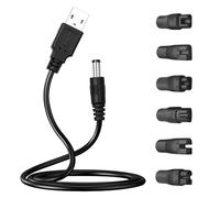 5V USB Cavo Cargador Afeitadore, Universal Cable USB a DC Kit de Adaptador Corriente, Cable de Carga para Afeitadora con 6 Adaptadores Compatible con Braun para Varios 5V Cortapelos/Depiladoras