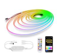 5V WS2812B Tira de Luces LED de Neón, 60 LEDs/m IP67 Impermeable RGB Neon Rope Silicona Luces Tener Controlador de color mágico de 24 teclas ir de WiFi USB para Diseño DIY y Decoración del Hogar.