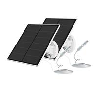 5W Panel Solar para Cámara de Seguridad, Cargador Solar para Cámara de Batería Recargable al aire libre DC 5V, Panel Solar con Puerto Micro USB, Adaptador USB-C, Cable de 9,8 pies, 2 Paquete