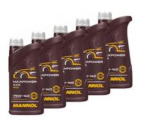 5x 1 Litro Mannol Aceite Motor Max Power 4x4 75W-140 Api Gl 5 Ls Jeep Kia Cambio