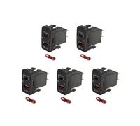 5X Adaptador de Cargador RáPido para Coche QC3.0 Enchufe de Cargador RáPido USB Dual con VoltíMetro para Land Hilux Prado