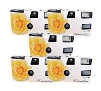 5X Boda Cámara/cámara desechable PHOTO PORST Crema Amarillas de Bodas Rose (con Flash luz y Pilas, por 27 Fotos, ISO 400 Fuji)