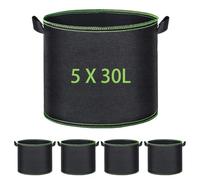 5X Bolsas de Cultivo 30L, Macetas de Tela No Tejida con Asas Reforzadas, Sacos para Plantas Reutilizables para Jardinería en Balcones, Terrazas o Invernaderos