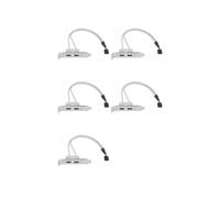 5X Cable USB 2.0 Hembra de Perfil Bajo de 9 Pines para Panel Posterior de Placa Base, 30 cm, con Soporte PCI y 8 cm de Altura.
