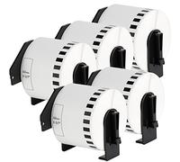 5x Cinta continua de papel blanca por BROTHER DK-22205 | Adhesivo permanente / 62mm x 30,48 m| adecuado para Brother P-Touch QL 500 Series / 500 / 500A / 500BS / 500BW / 550 / 560 Series / 560 / 560VP / 560YX / 570 / 580 Series / 580 / 580N / 650TD / 700 / 710W / 720NW / 1000 Series / 1050 / 1050N / 1060N