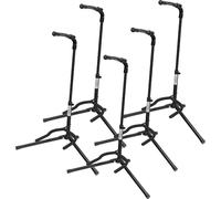 5x Classic Cantabile GS-200F Soportes para Guitarra (plegable, para guitarra clásica, E-Guitar, E-Bass, banjo ajustable en altura de 57 a 75 cm, base 52 x 30 cm, cierre de contacto de goma) negro