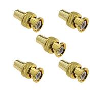 5X Conector macho BNC a Adaptador Jack hembra RCA Acoplador de conector coaxial RF chapado en oro para equipos electrónicos de radio