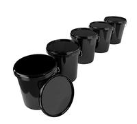 5X Cubo con tapa de 16 litros negro - apto para alimentos, hermético y estable, cubo vacío con asa y tapa de cierre para alimentos, productos químicos, pintura de pared, detergente en polvo, adhesivos