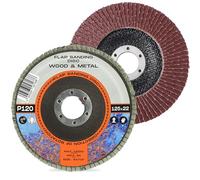 5x Discos Abrasivos de Láminas 125 x 22,2 mm Grano 120 para Amoladoras Angulares Acero Inoxidable Metal Madera Quitar Desbarbos Oxido Pulido Acabado Lijado