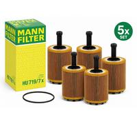 5x Filtro de aceite original MANN FILTER HU 719/7X filtro de rosca para VW Au...